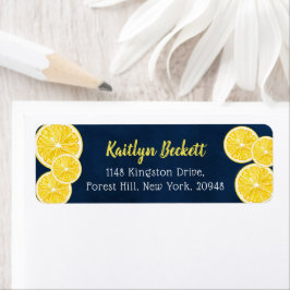 Etiqueta de fatias de limão de aquarela