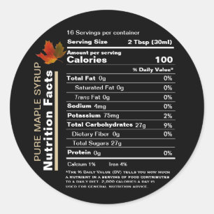 Etiqueta de Fatos de Nutrição Editáveis do Xarope