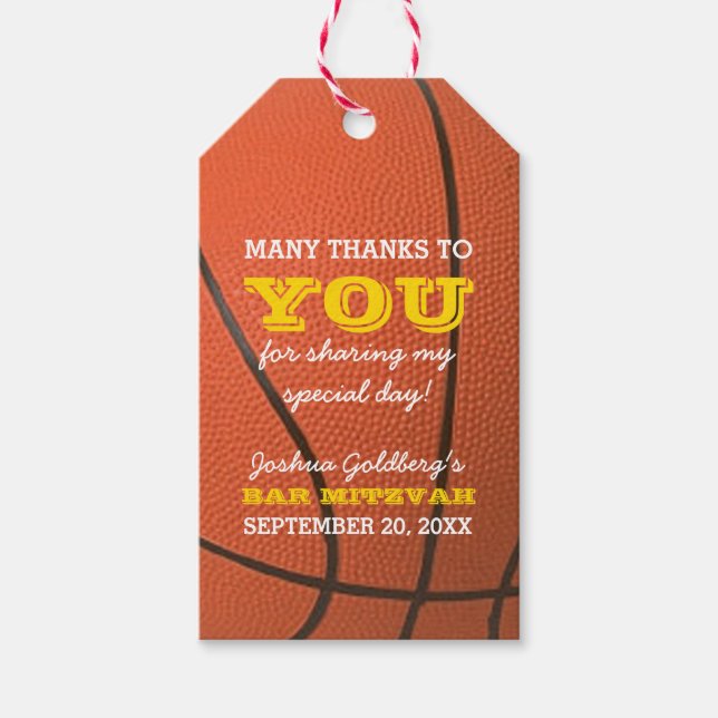 Etiqueta de Favor de Agradecimento de Basquetebol (Frente)