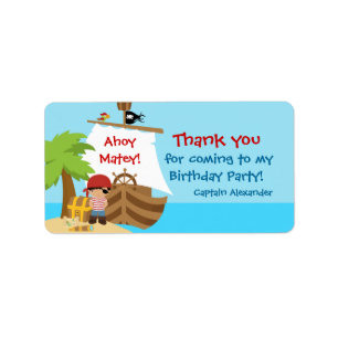 Etiqueta de Favor de Aniversário do Navio Pirata