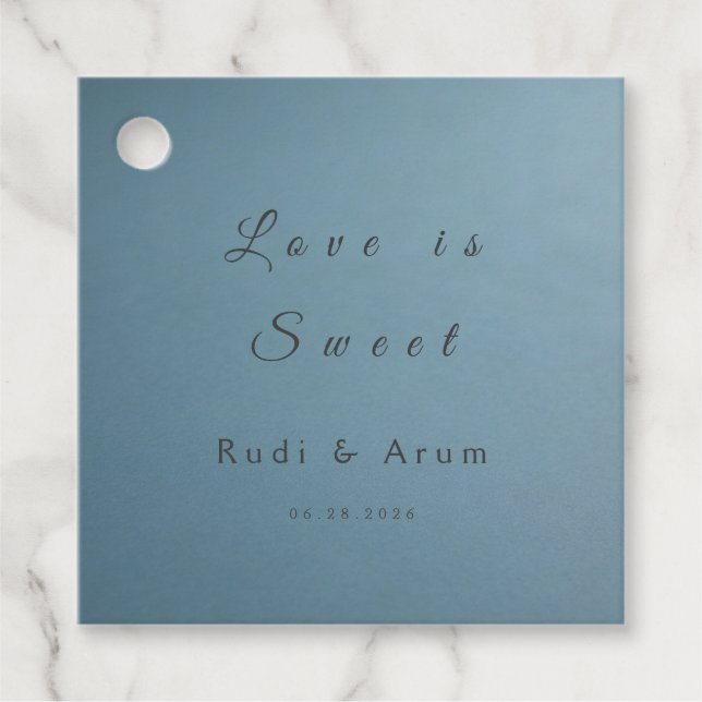 Etiqueta de Favor de Casamento Azul (Frente)