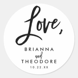 Etiqueta de Favor de Casamento Chic com Letra à Mã