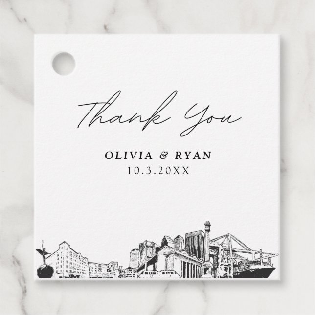 Etiqueta de Favor de Casamento Esboço de Jacksonvi (Frente)