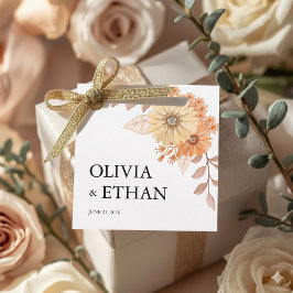 Etiqueta de Favor de Casamento Floral Apricot Crea