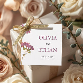 Etiqueta de Favor de Casamento Floral Petúnia Roxa