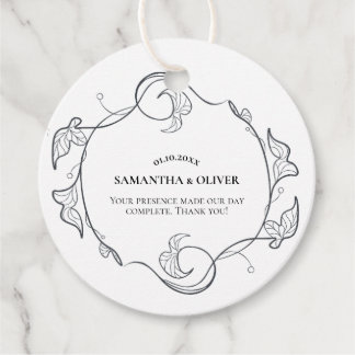 Etiqueta de Favor de Casamento Minimalista Elegant