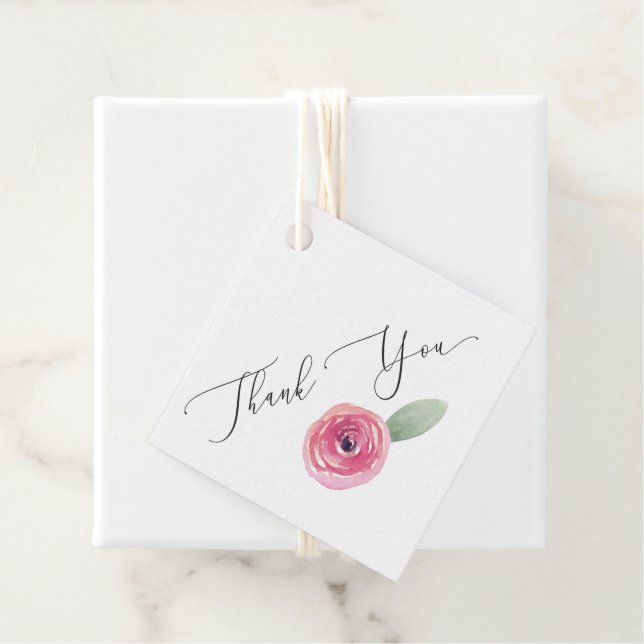 Etiqueta de Favor de Casamento Obrigada Rosa (In Situ)