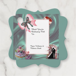 Etiqueta de Favor de Casamento Teal & Blush