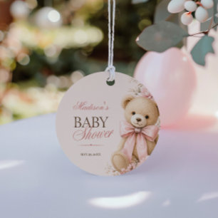 Etiqueta de Favor de Chá de Bebê Urso Teddy Rosa L