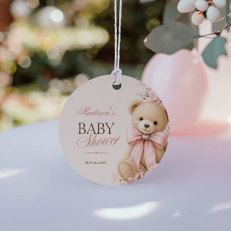 Etiqueta de Favor de Chá de Bebê Urso Teddy Rosa L