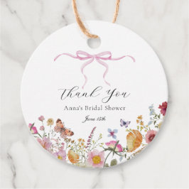 Etiqueta de Favor de Chá de Noiva com Laço Rosa Bo