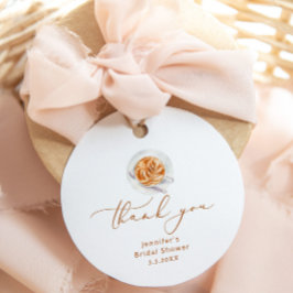 Etiqueta de favor de chá de panela de noiva amor e