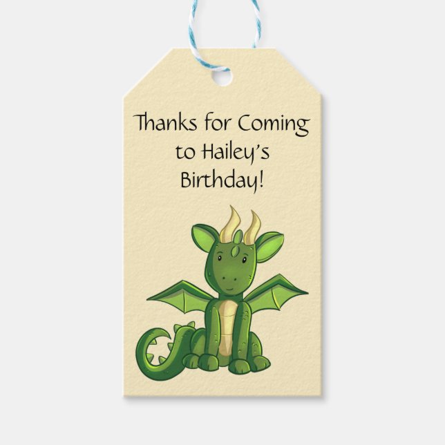 Etiqueta de Favor de Festa de aniversário Dragon (Frente)