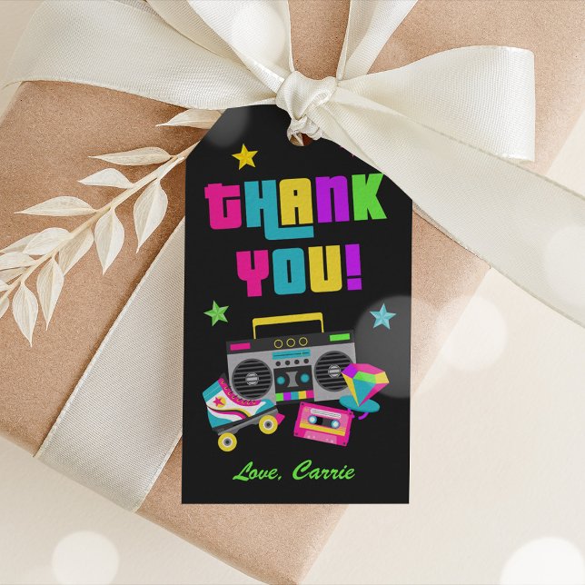 Etiqueta de Favor de Festa de aniversário Neon (80's Birthday Party Favor Tag)