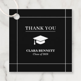 Etiqueta de Favor de Formatura Preto e Branco Mode