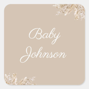 Etiqueta de Favor de Grama de Pampas Boho Bege N