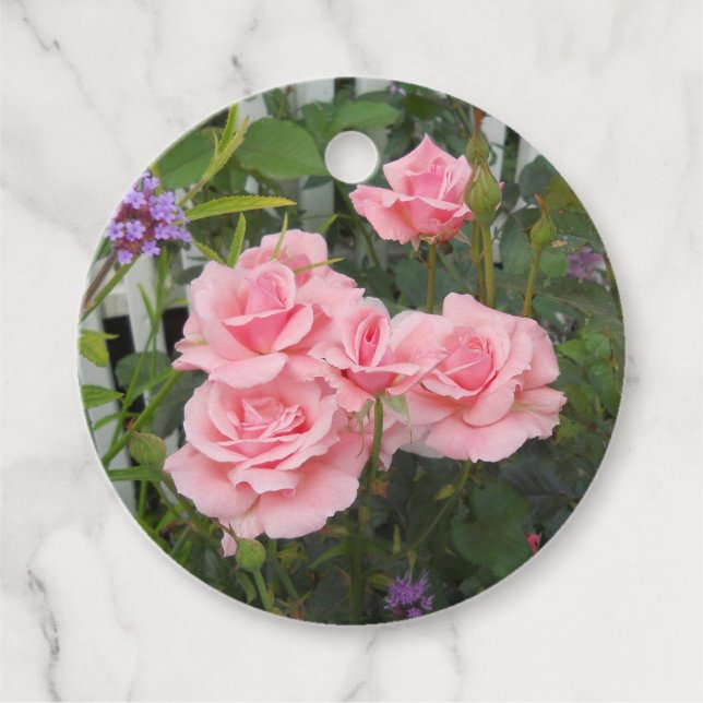 Etiqueta de Favor de Rosas Rosa (Frente)