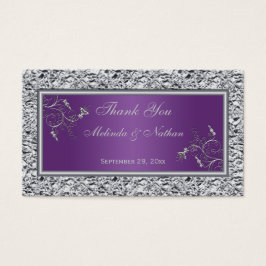 Etiqueta de Favor do Casamento Floral Roxo e Prata