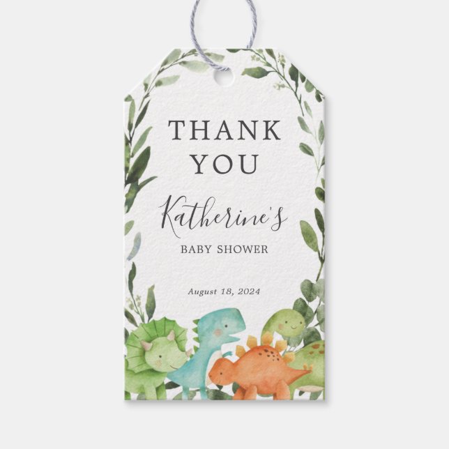 Etiqueta de Favor do Chá de fraldas Dinossauros (Frente)