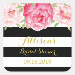 Etiqueta de Favor do Chá de panela Floral Rosa com