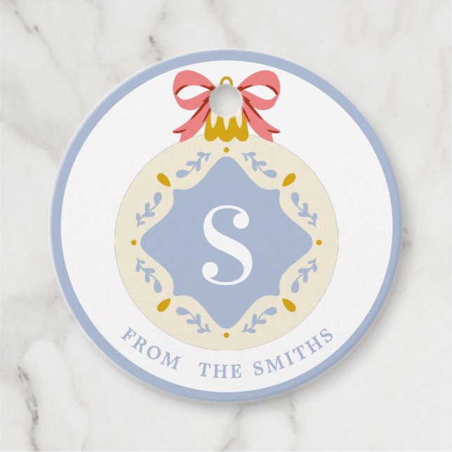 Etiqueta de Favor do Enfeites de natal Monograma A (Frente)