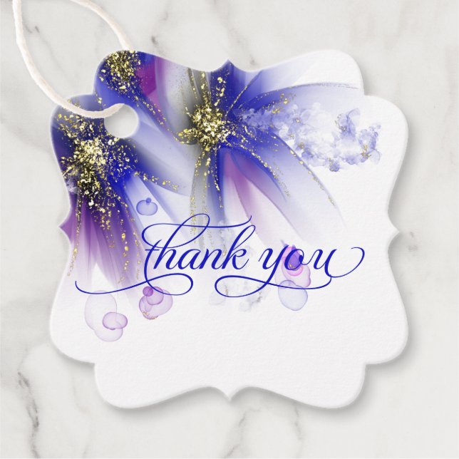 ETIQUETA DE FAVOR | Floral Abstrato Roxo Navy  (Frente)