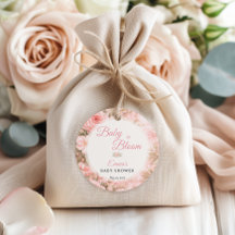 Etiqueta de Favor Floral Rosa Bege Baby in Bloom