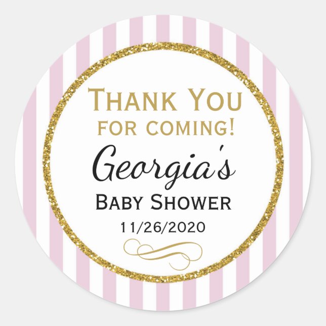 Etiqueta de Favor Rosa dos chás de fraldas Obrigad (Frente)