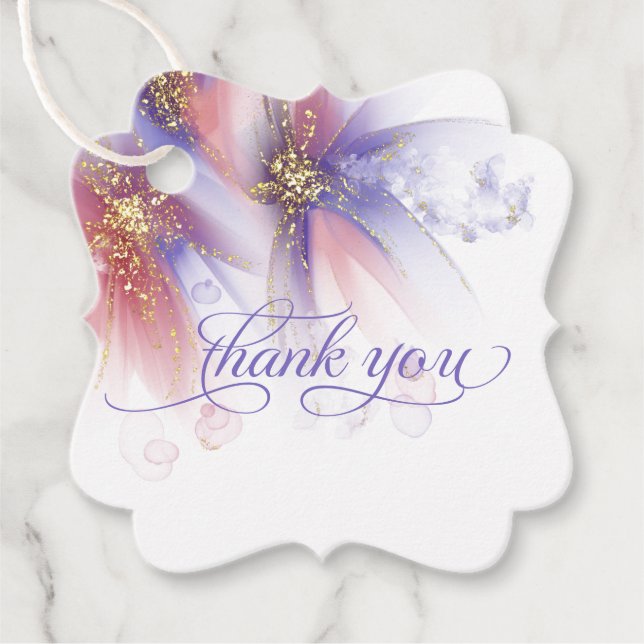 ETIQUETA DE FAVOR Rosa Floral Abstrata Rosa (Frente)