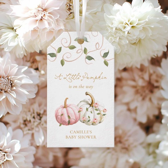 Etiqueta de favorecimento do Chá de fraldas Pumpki (Baby Girl Fall Baby Shower Favor Tag)