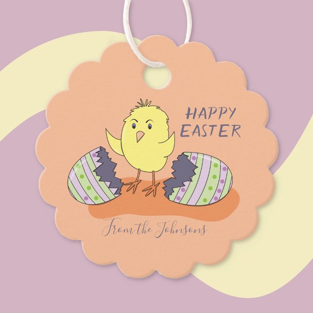 Etiqueta de favorecimento do Pintinho páscoa (Easter chick favor tags .)