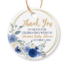 Etiqueta de Favoritos Floral e Dourada Azul