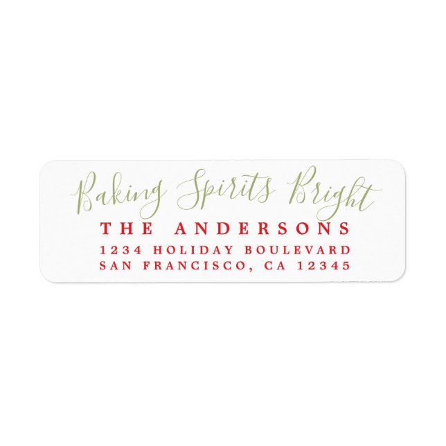 Etiqueta de Feriado Brilhante das Espíritos Baking (Frente)