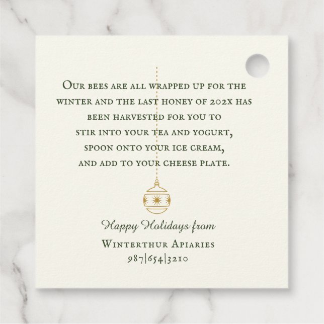 Etiqueta de Feriado para Mel Gift Baskets e Sacos  (Verso)