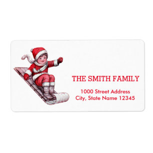 Etiqueta de Férias de Natal com Neve Branca Vintag