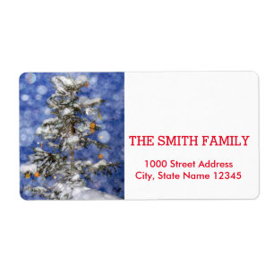 Etiqueta de Férias de Natal com Neve Branca Vintag