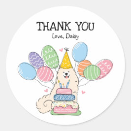 Etiqueta de Festa de aniversário de Cachorro Samoy