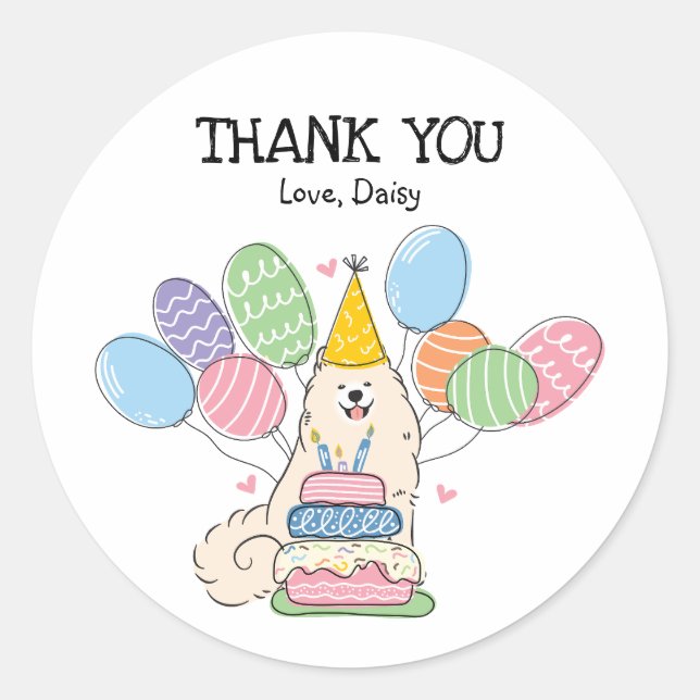 Etiqueta de Festa de aniversário de Cachorro Samoy (Frente)