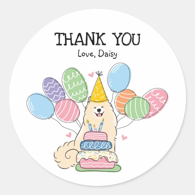 Etiqueta de Festa de aniversário de Cachorro Samoy (Frente)