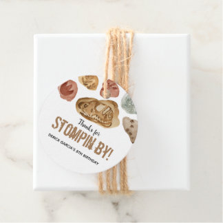 Etiqueta de festa de aniversário de dinossauro fós