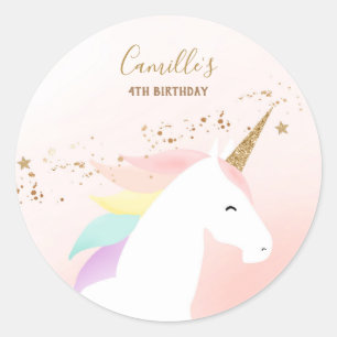 Etiqueta de festa de aniversário Unicorn com idade