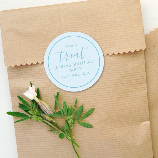 Etiqueta de Festa de Caligrafia Azul Simples (Criador carregado)