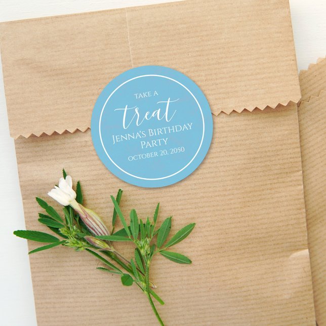 Etiqueta de Festa de Caligrafia Azul Simples (Criador carregado)