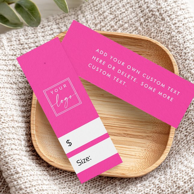 Etiqueta de fixação de preço DIY rosa a quente com (Hot pink DIY price hang tag with custom logo)