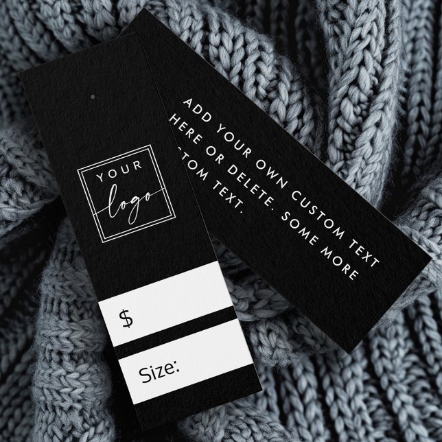 Etiqueta de fixação de preço preto DIY com logotip (Black DIY price hang tag with custom logo)