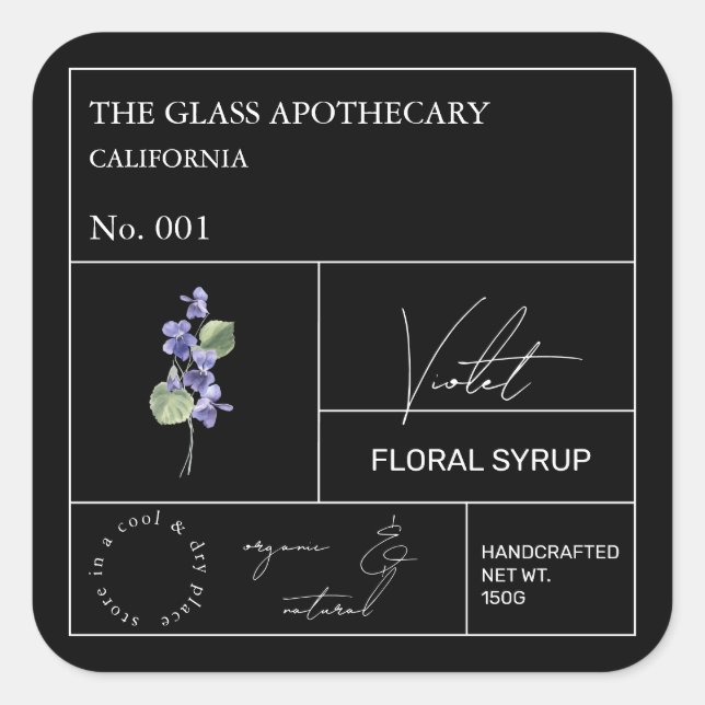 Etiqueta de Flor Violeta Apothecary (Frente)