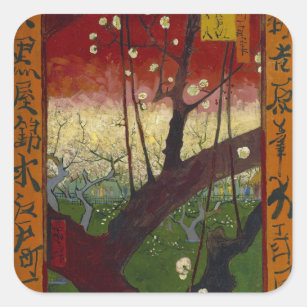 Etiqueta de florescência da árvore de ameixa