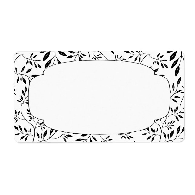 Etiqueta de Folhas Brancas e Pretas Elegantes (Frente)