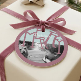 Etiqueta de Foto de Presente de Natal Moderno