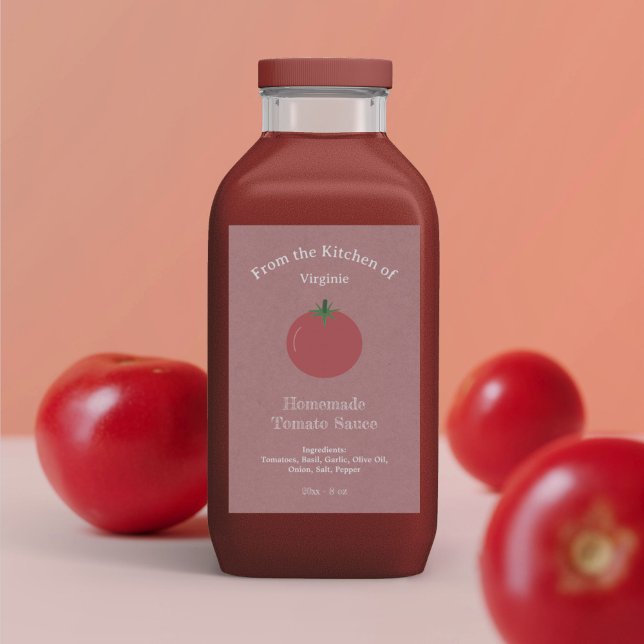 Etiqueta de Frasco de Molho de Tomate Kraft & Rust (Kraft & Rustic Tomato Sauce Bottle Label Sticker)